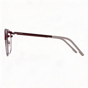 Flexon E1142 Rectangle Eyeglasses Unisex — side view, Matte Midnight Plum Metal temples