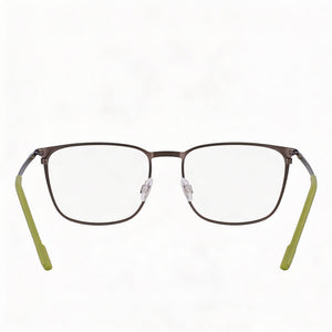 Flexon E1143 Rectangle Eyeglasses Men — side view, Gray Metal temples