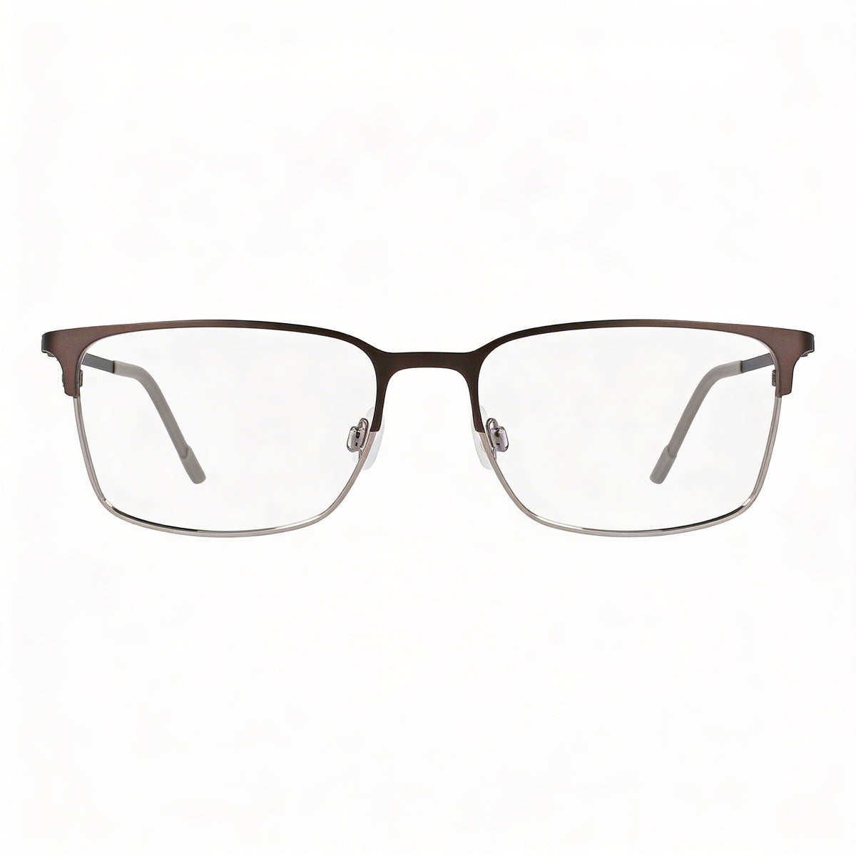 Flexon E1147 Matte Gunmetal/Silver Rectangle Eyeglasses Unisex, 55mm, Photo 2