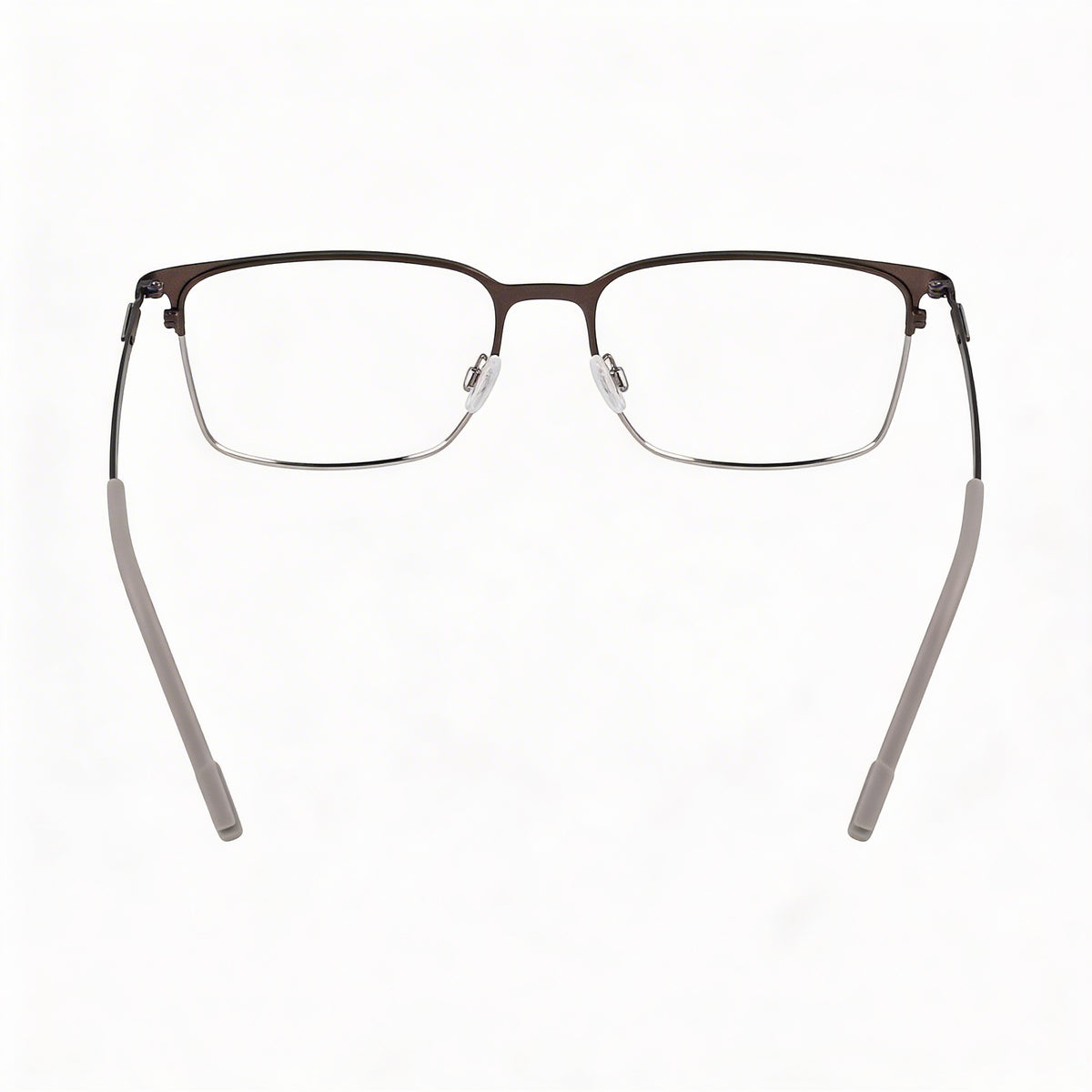 Flexon E1147 Matte Gunmetal/Silver Rectangle Eyeglasses Unisex, 55mm, Photo 3
