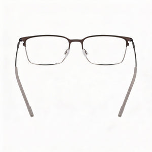 Flexon E1147 Rectangle Eyeglasses Unisex — side view, Silver Acetate temples