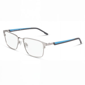 Flexon E1154 Satin Silver Rectangle Eyeglasses for Men, Acetate frame