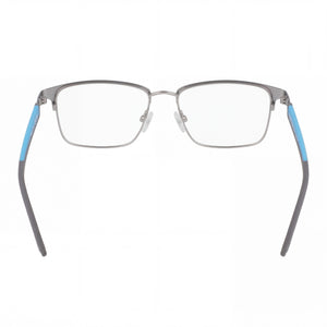 Flexon E1154 Rectangle Eyeglasses Men — side view, Silver Acetate temples