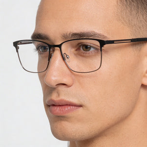 Flexon E1160 Rectangle Eyeglasses for Men — interior view, Clear demo lenses
