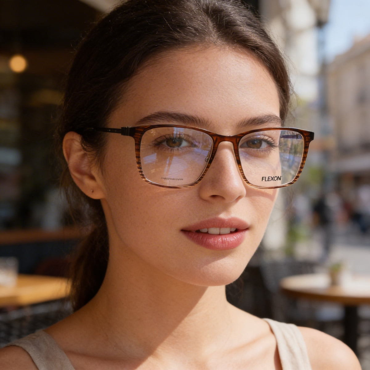 Gafas Flexon EP8011 de Acetato Rectangulares Marrón Gris Unisex, 53mm, Photo 4
