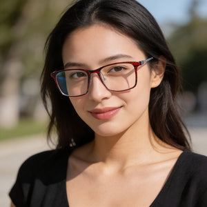 Flexon EP8011 Rectangle Eyeglasses for Unisex — interior view, Polycarbonate demo lenses