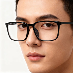 Flexon EP8012 Rectangle Eyeglasses Unisex — side view, Black Metal temples