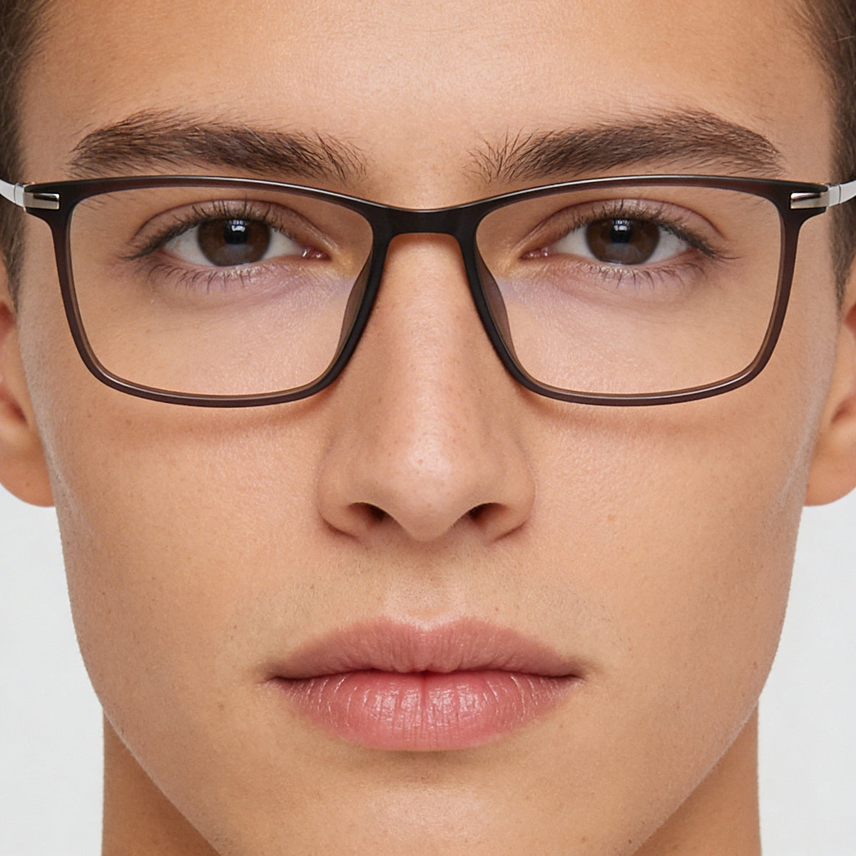 Flexon EP8015 Matte Dark Brown Rectangle Eyeglasses Unisex, 54mm, Photo 4
