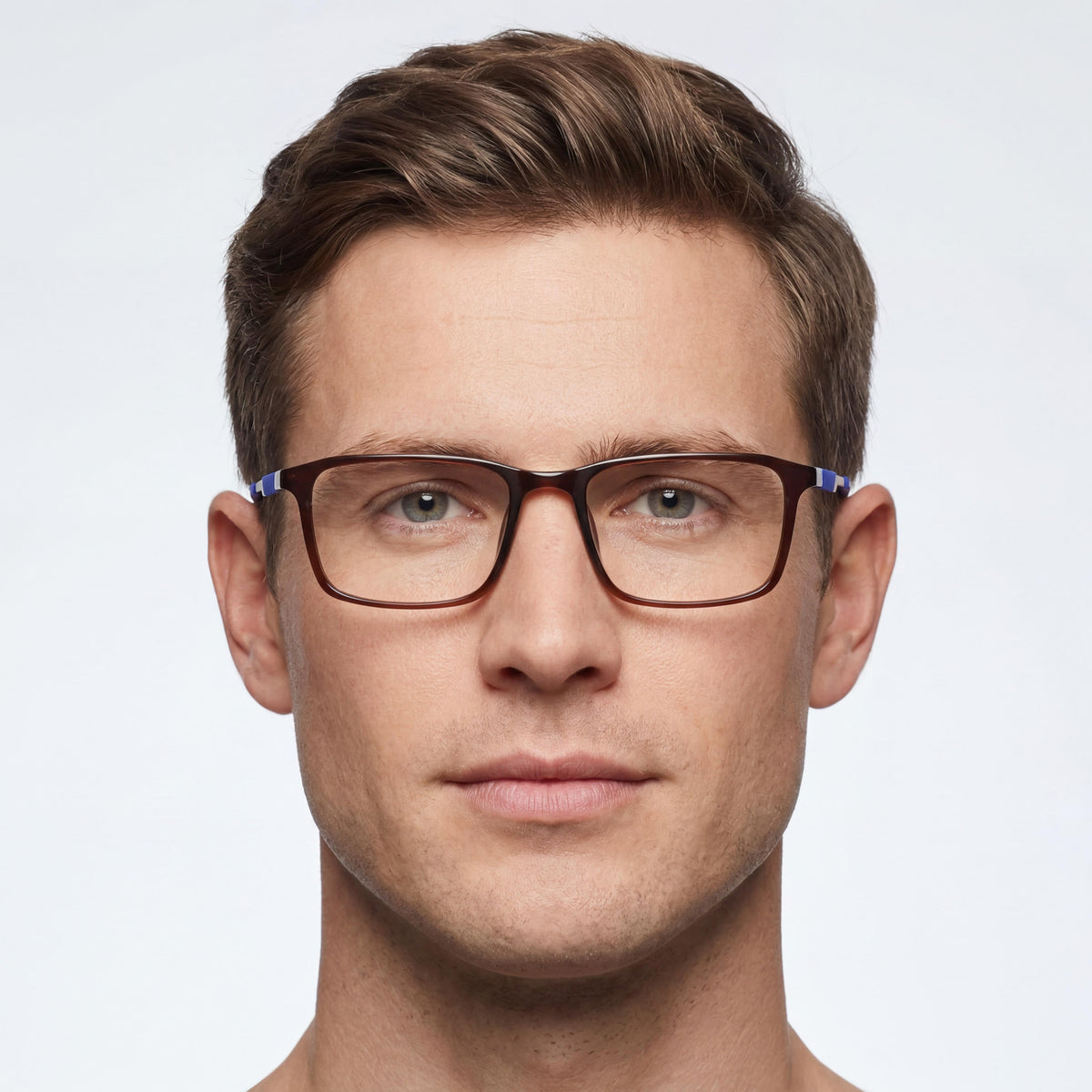 Flexon Ep8021 Shiny Crystal Brown Rectangle Eyeglasses for Men, Photo 4