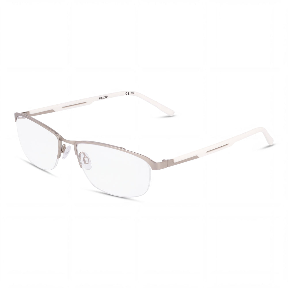 Flexon FLE1158042150 Silver Rectangle Eyeglasses for Women, Acetate frame