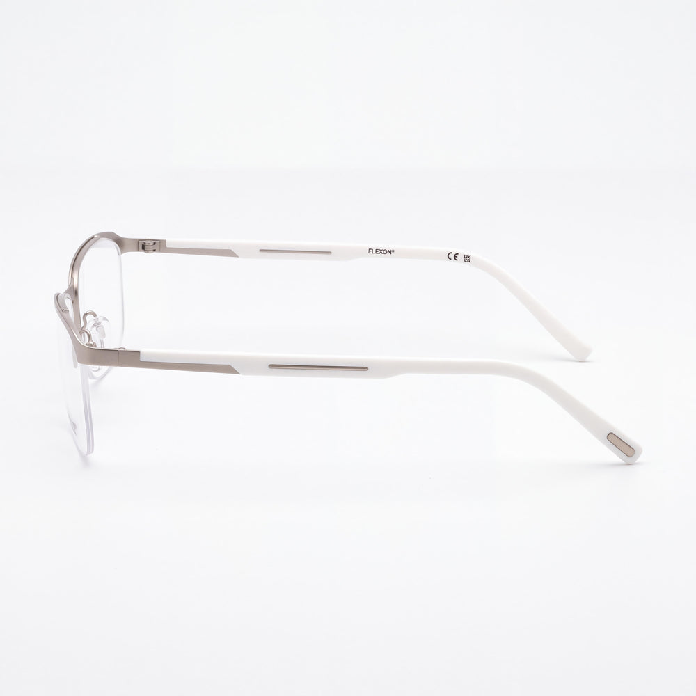 Flexon FLE1158042150 Rectangle Eyeglasses Women — side view, Silver Acetate temples