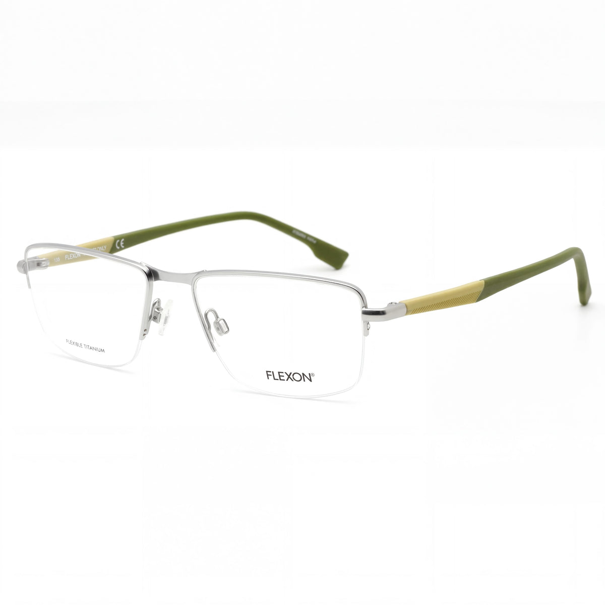 Flexon E1127 Silver Rectangle Eyeglasses for Men, Metal 53mm, Photo 1