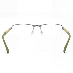 Flexon Flexon E1127 Rectangle Eyeglasses Men — side view, Green Metal temples