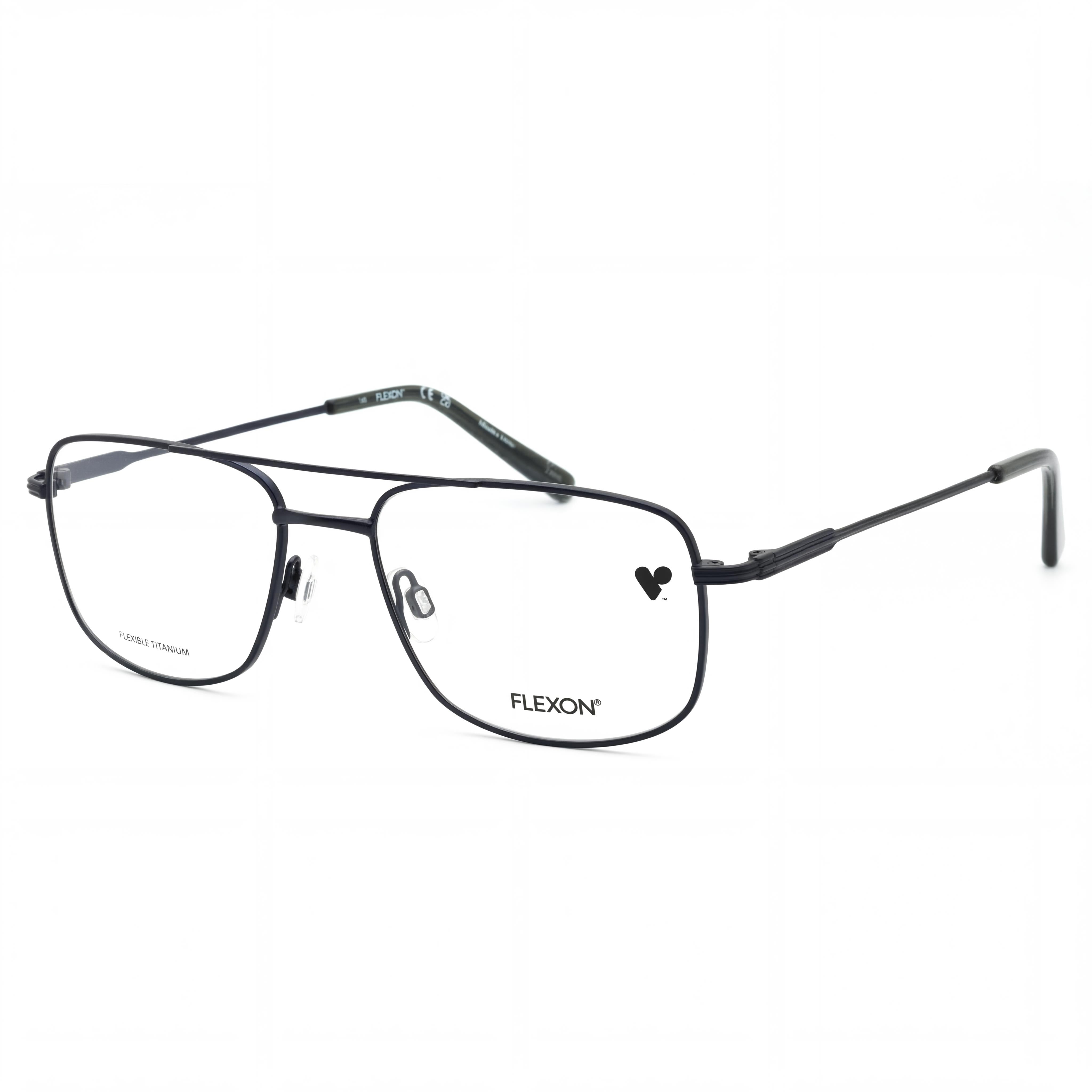 Flexon H6062 Navy Rectangle Unisex Eyeglasses, Metal 54mm, Photo 1