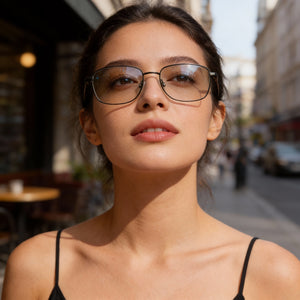 Flexon H6068 Rectangle Eyeglasses Unisex — side view, Black temples