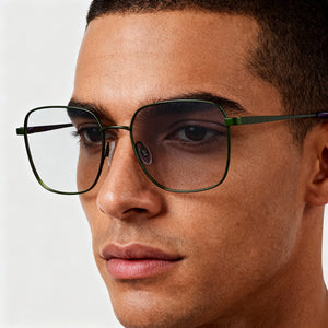 Flexon H6070 Rectangle Eyeglasses for Men — interior view, Polycarbonate demo lenses