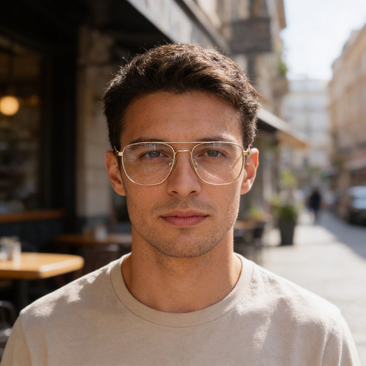 Flexon H6072 Gold Aviator Eyeglasses for Men, 52mm, Photo 6