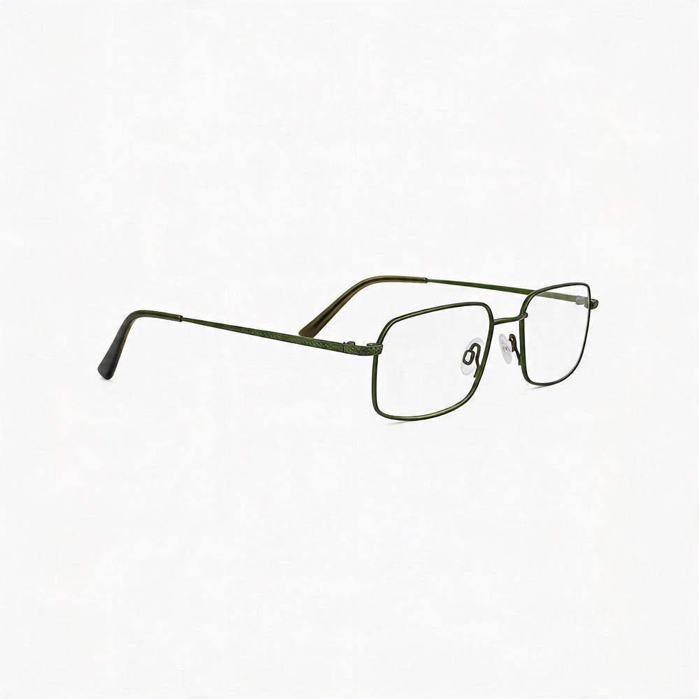 Flexon H6074 Rectangle Eyeglasses Men — side view, Green Acetate temples