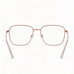 Flexon H6075 Square Eyeglasses Unisex — side view, Rose Gold Acetate temples