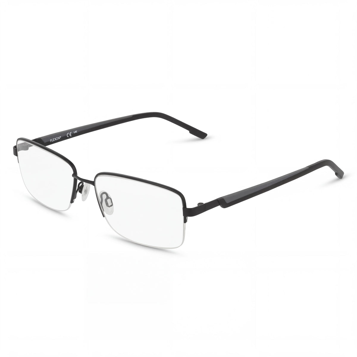 Flexon H6084 Gafas ópticas de metal para mujer, negro mate, ancho de mica 57 mm, ancho de puente 17 mm, Photo 1