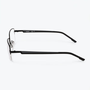 Flexon H6084 Rectangle Eyeglasses Women — side view, Black Metal temples