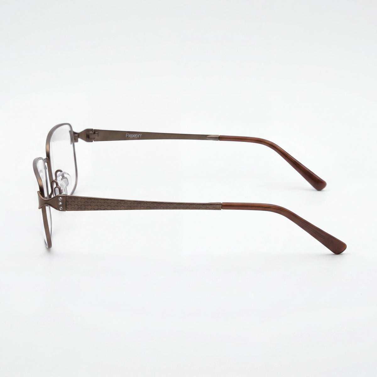 Gafas Flexon Lana Brown rectangulares para hombre, metal 55 mm, Photo 3