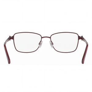 Flexon Lana Rectangle Eyeglasses Women — side view, Burgundy Metal temples