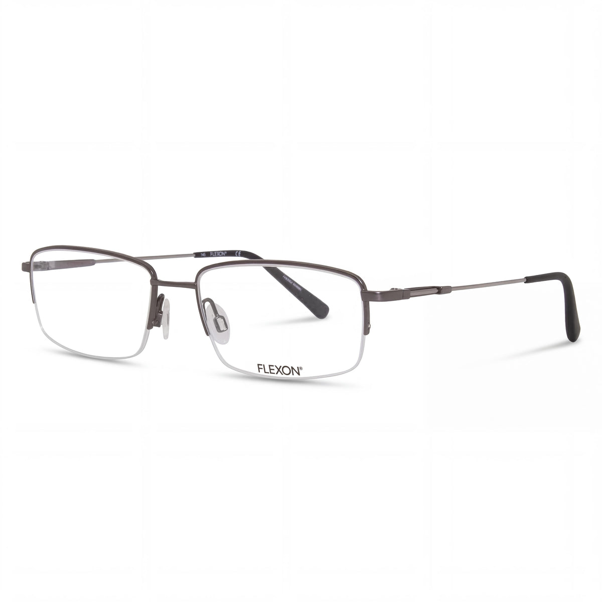 Flexon Modern Gunmetal Rectangle Eyeglasses Unisex, 55mm, Photo 1