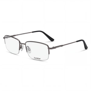 Flexon Silver Rectangle Eyeglasses Unisex, Acetate frame
