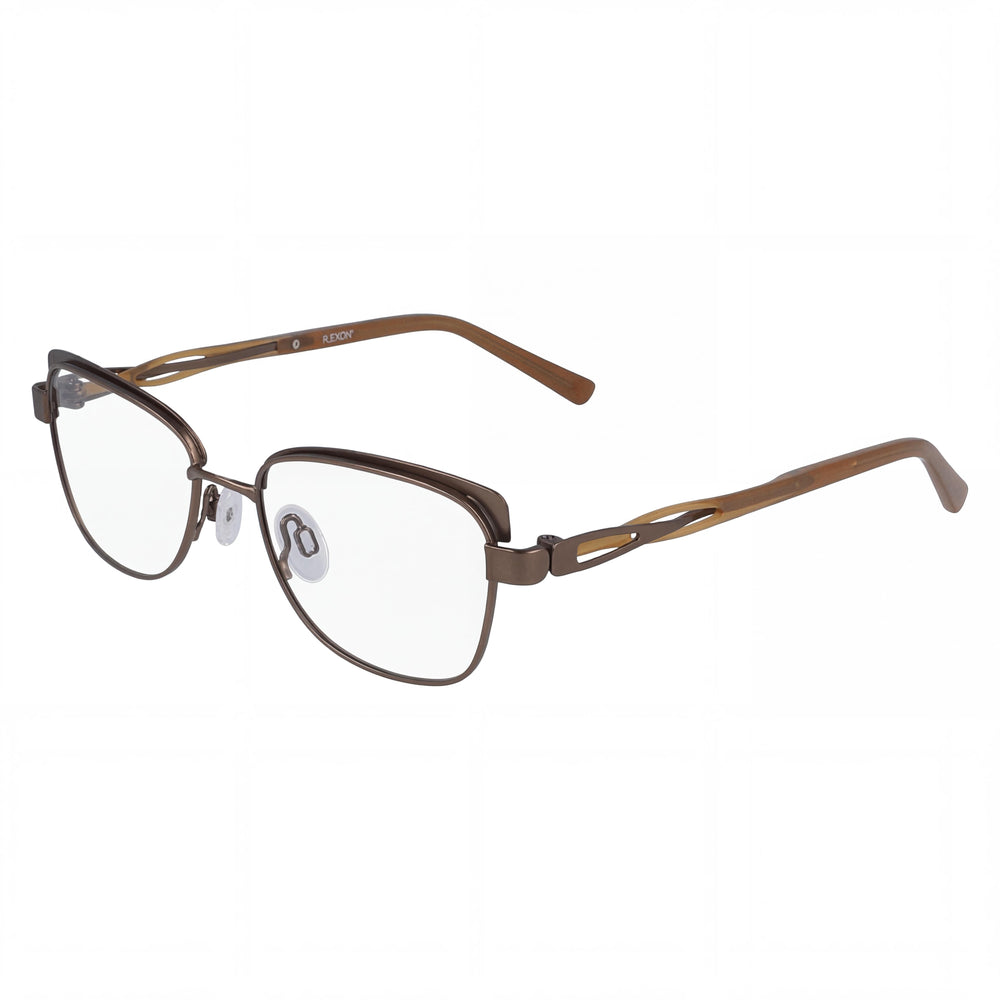 Flexon W3012 Brown Rectangle Eyeglasses for Men, Metal frame