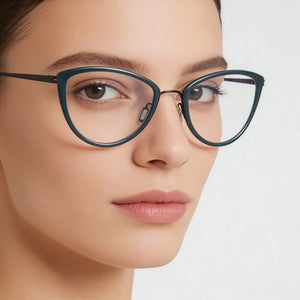 Flexon W3020 Cat Eye Eyeglasses Unisex — side view, Blue Acetate temples