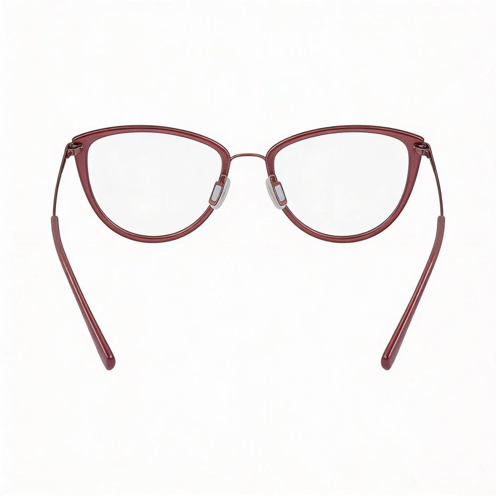 Flexon W3020 Cat Eye Eyeglasses Women — side view, Brown Acetate temples