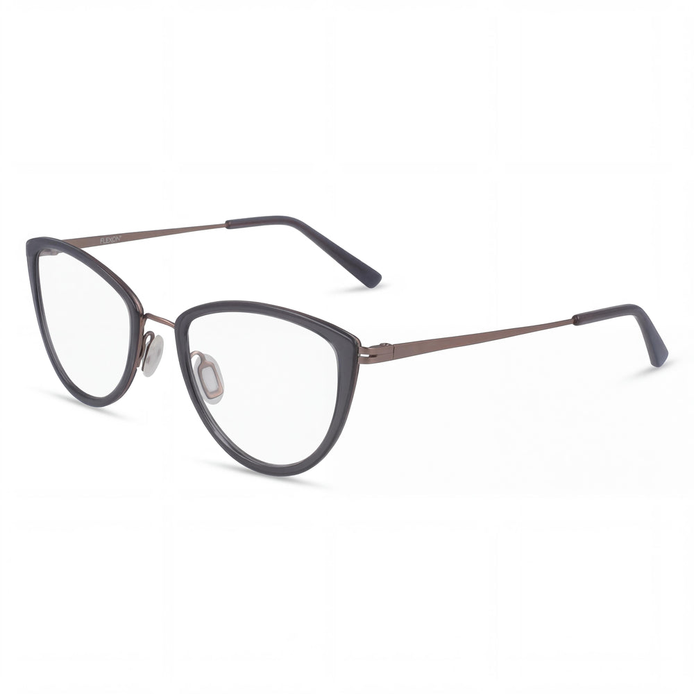 Flexon W3020 Gray Cat Eye Eyeglasses for Men, Metal frame