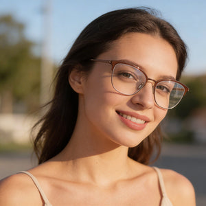 Flexon W3023 Square Eyeglasses Women — side view, Pink Acetate temples