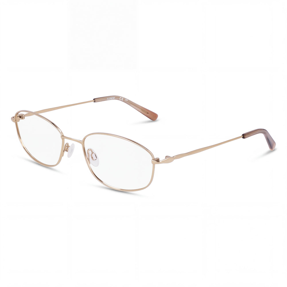 Flexon W3039 Shiny Gold Oval Eyeglasses for Unisex, Acetate frame