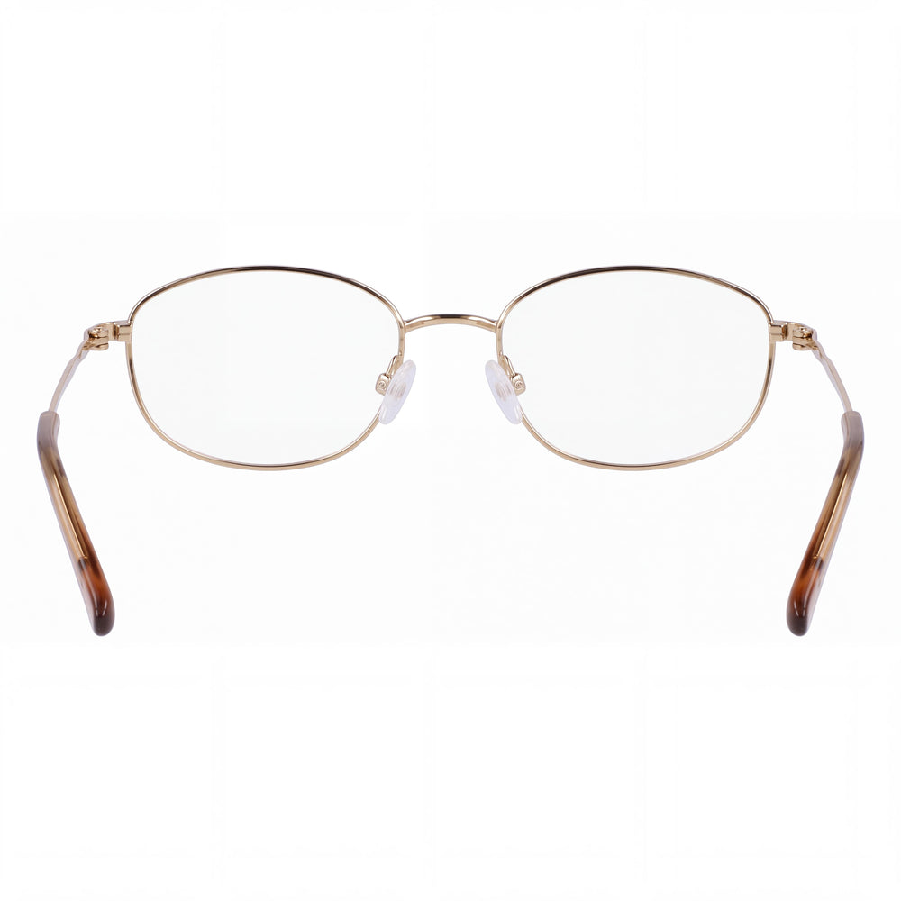 Flexon W3039 Oval Eyeglasses Unisex — side view, Shiny Gold Acetate temples