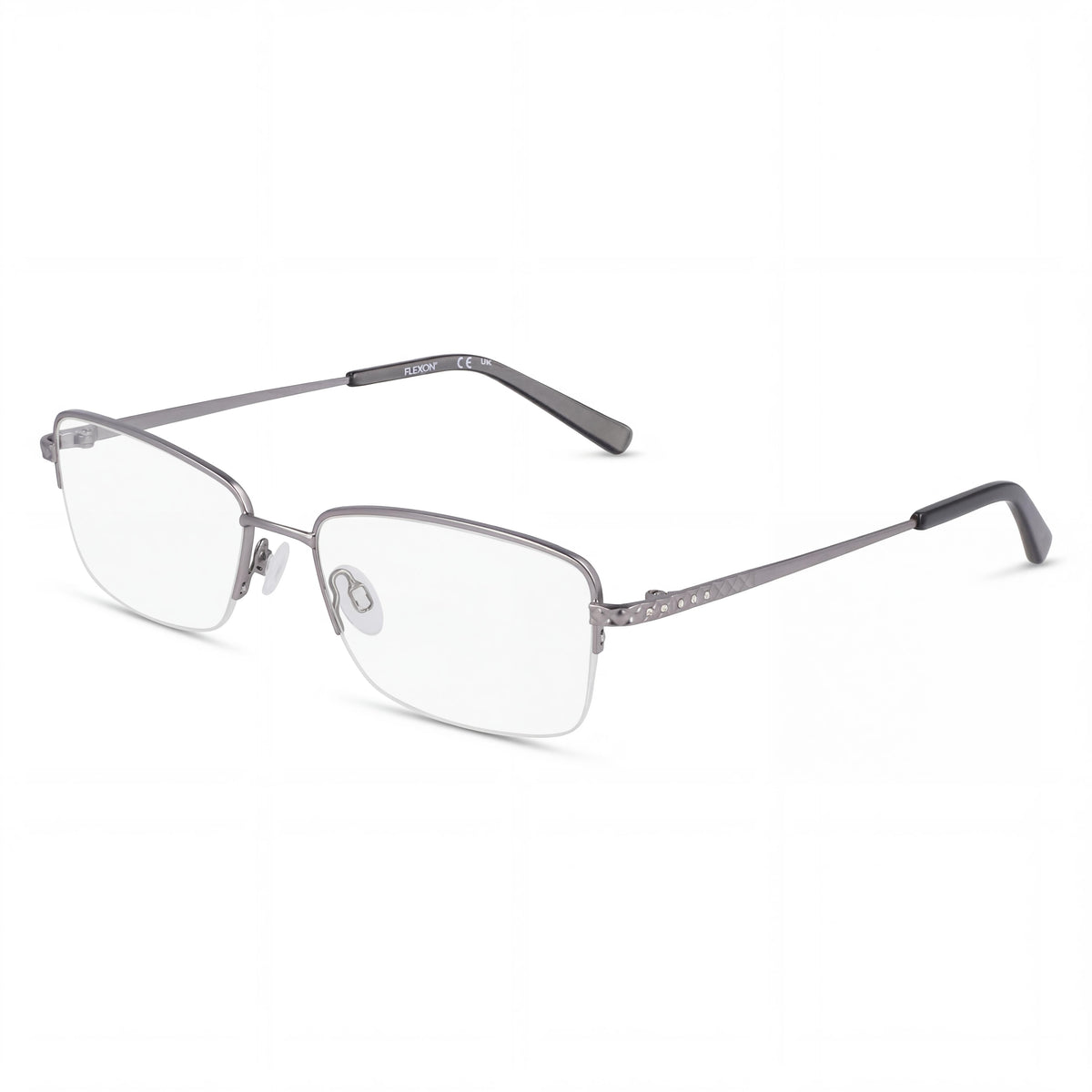 Flexon W3043 Satin Light Gunmetal Rectangle Eyeglasses Unisex, 54mm, Photo 1