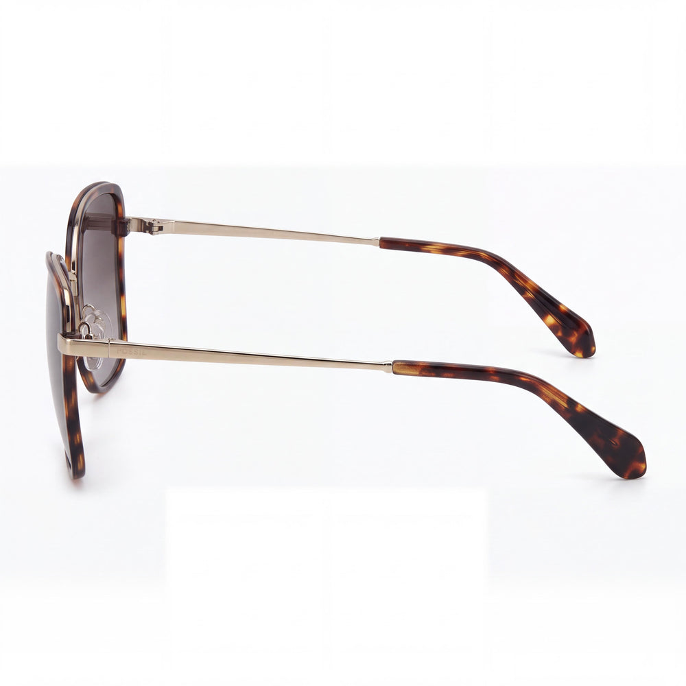 Fossil 207351 Cat Eye Sunglasses Women — side view, Non-Polarized Brown Shaded lens