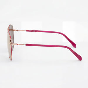 Fossil 3102/G/S Aviator Sunglasses Women — side view, Non-Polarized Red Gold lens