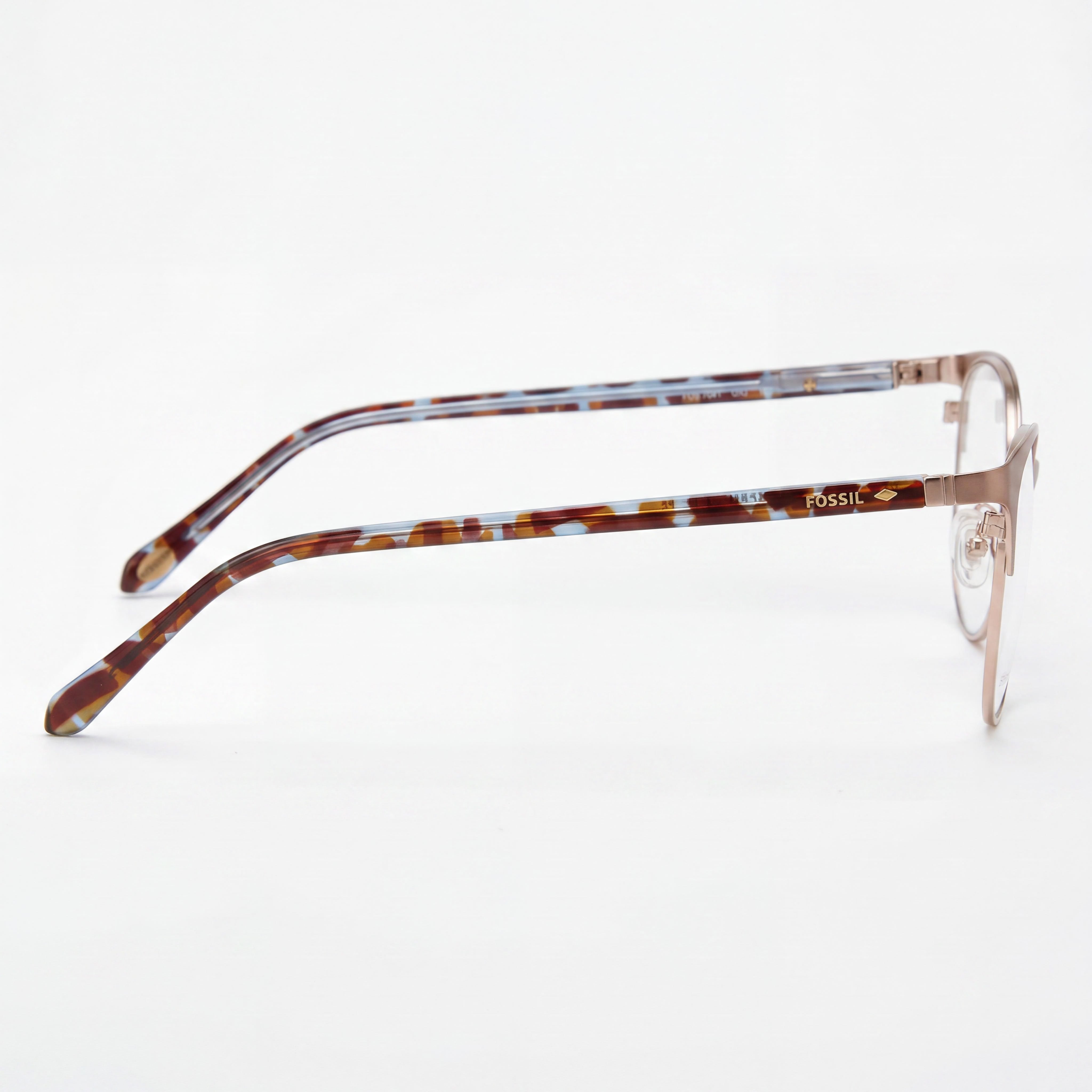 Fossil 7041 Brown Round Eyeglasses for Women, Stainless Steel 52mm, Photo 3