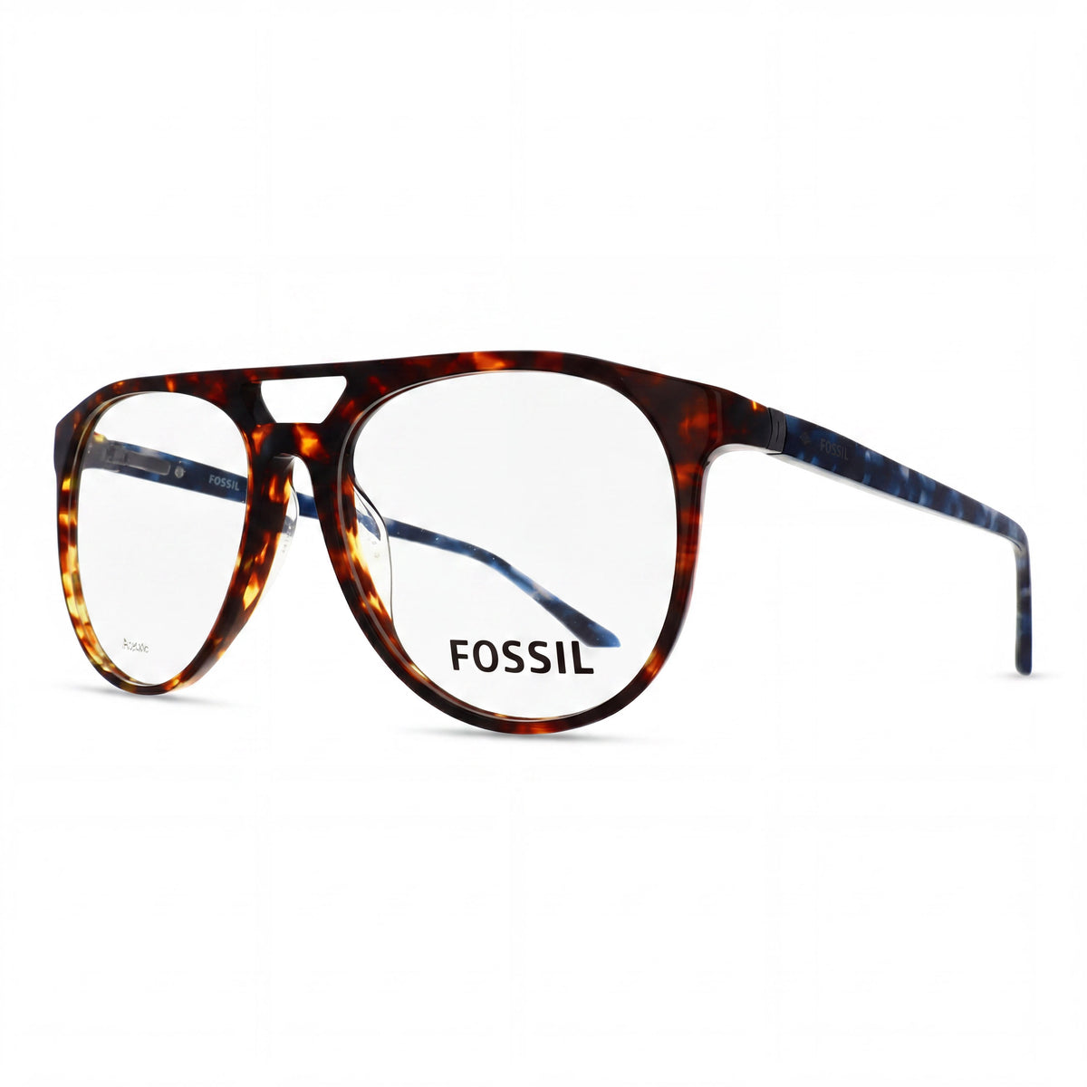 Fossil 7054 Dark Havana Aviator Eyeglasses Unisex, Acetate 53mm, Photo 1