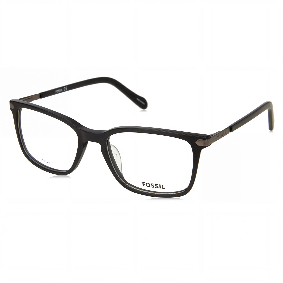 Gafas graduadas rectangulares unisex Fossil 7075/G negro mate, 52 mm, Photo 1