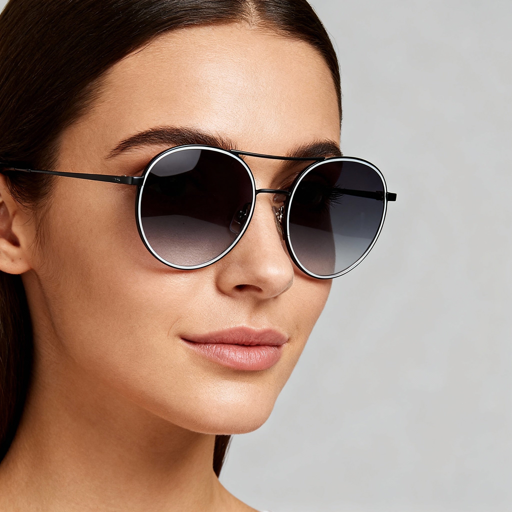 Gafas de sol Fossil Casual redondas de acero de aleación negras para mujer, Photo 3