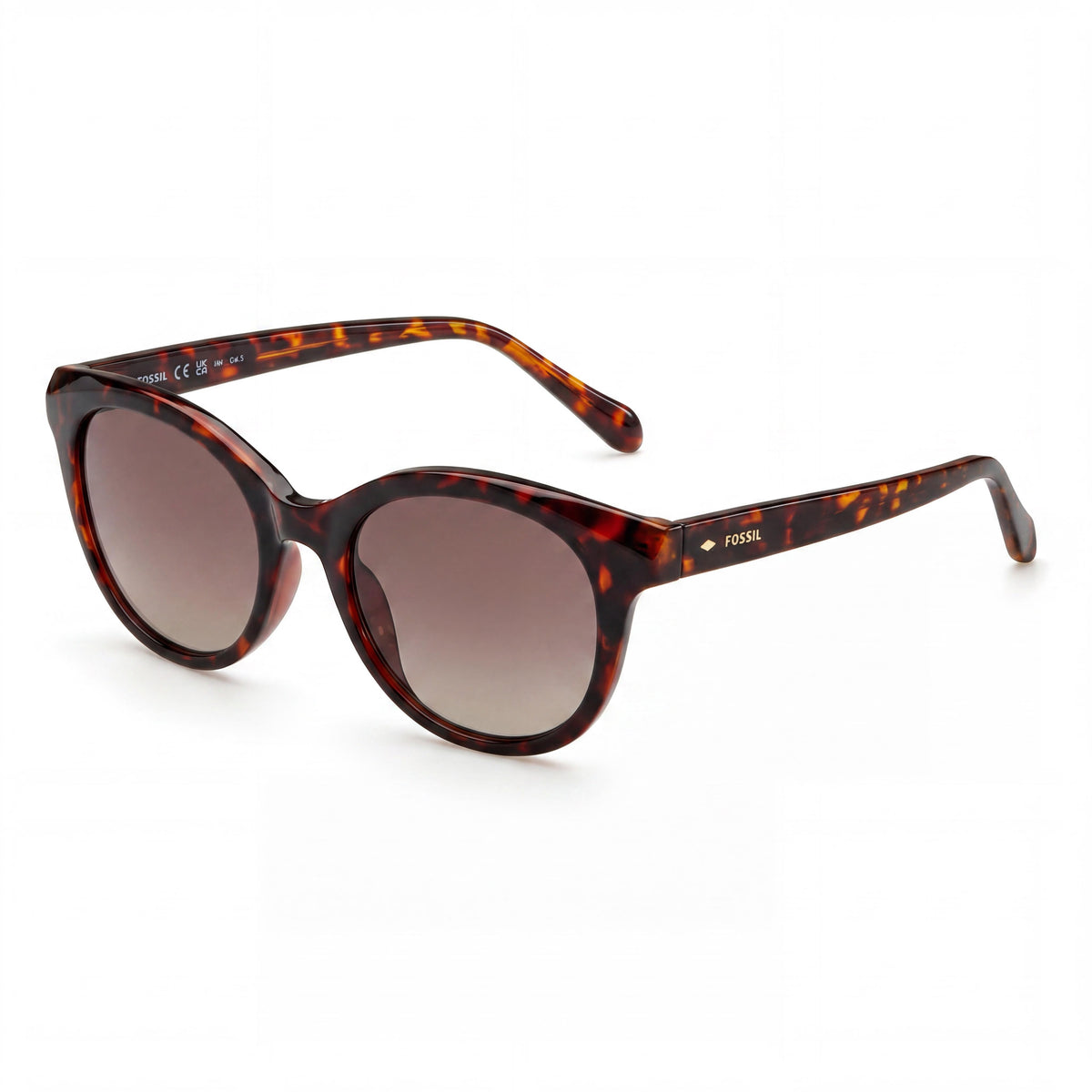 Fossil Casual Havana Brown Round Gradient Sunglasses for Women, 53mm, Photo 1