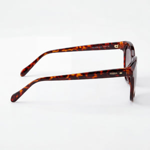 Fossil Casual Round Sunglasses Women — side view, Brown lens