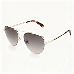 Fossil Fos 2106/G/S Gold Aviator Sunglasses for Women, Brown Gradient lens