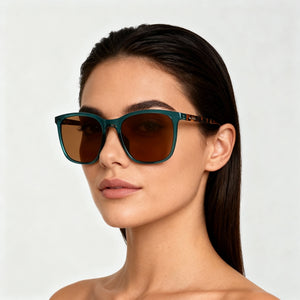 Fossil Fos 2116/S Square Sunglasses Women — side view, Khaki lens