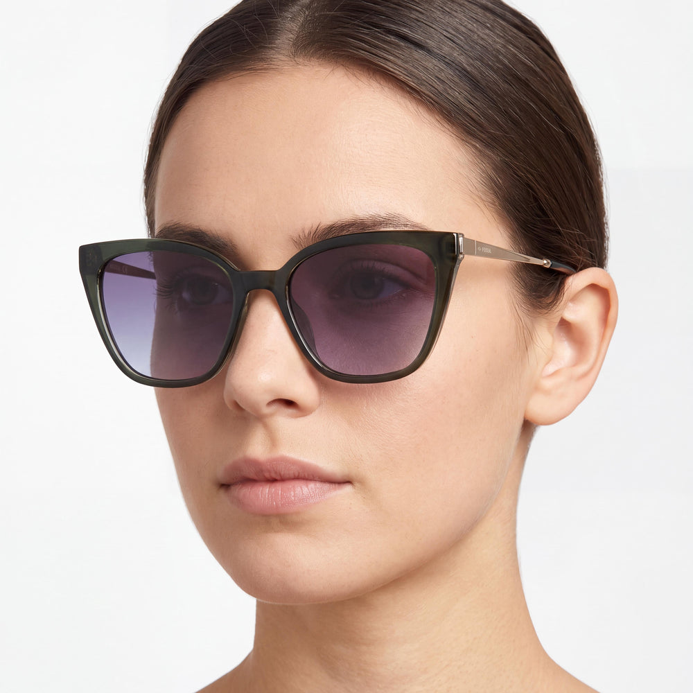 Fossil FOS 2131/S Cat Eye Sunglasses Women — side view, Non-Polarized Dark Grey Shaded lens