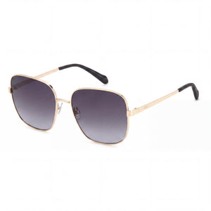 Fossil Fos 2133/G/S Gold Square Sunglasses for Women, Dark Grey Shaded lens