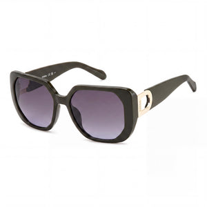 Fossil Fos 2136/S Green Rectangle Sunglasses for Women, Dark grey shaded lens